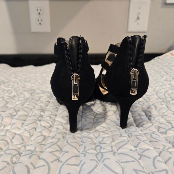 Liz Claiborne Helen Black Suede Strappy Heels - Picture 9 of 13